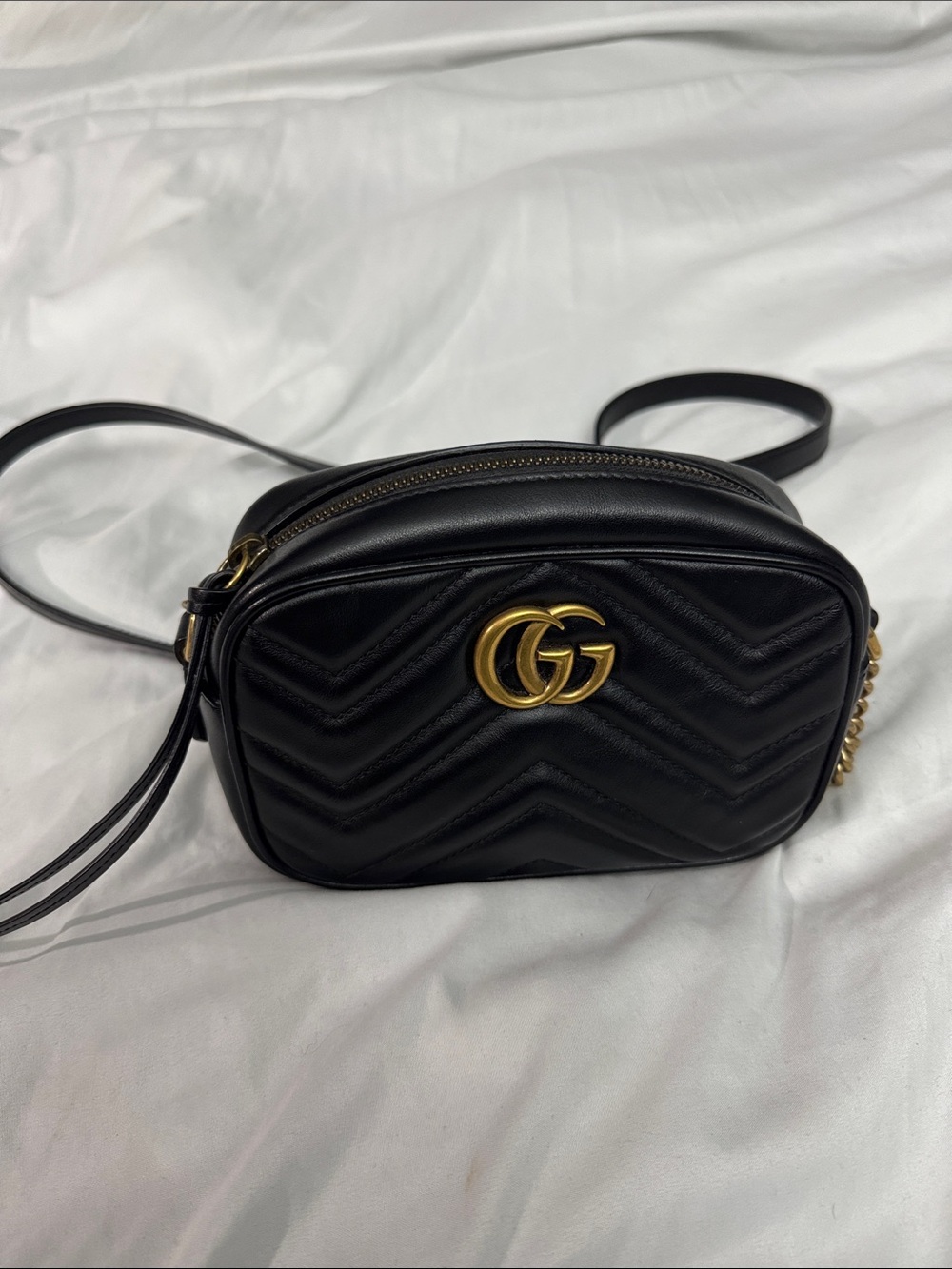 Gucci Black Mini Chevron Matelassé Camera Bag
